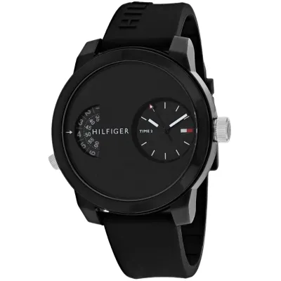 Tommy Hilfiger Denim Black Dial  Rubber Strap Watch
